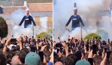 İspanya’da festivalde Netanyahu kuklası yakıldı