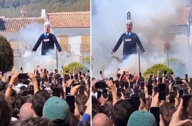 İspanya’da festivalde Netanyahu kuklası yakıldı