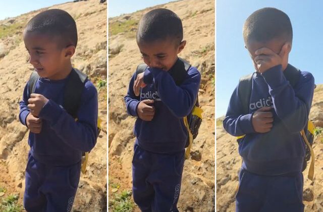 İsrail okul yollarını kapattı, küçük çocuk gözyaşlarına boğuldu