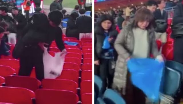 Japon taraftarlar, dünyaya örnek olmaya devam ediyor