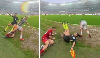 Kadın hakemi adeta biçti! Sonrasında yaşananlar daha da garip