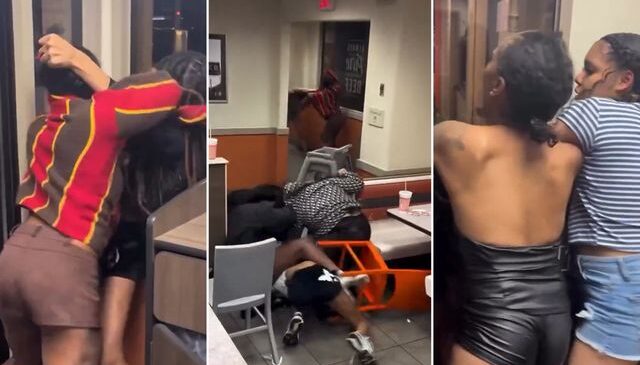 Kadınlar arasındaki kavga hamburgerciyi savaş alanına çevirdi