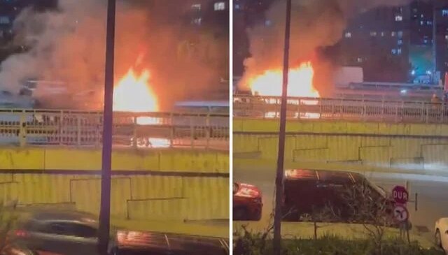 Okmeydanı’nda ticari takside yangın: Yolcular son anda tahliye edildi