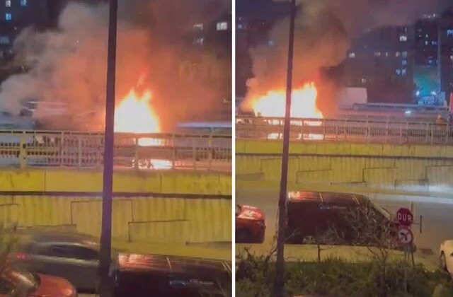 Okmeydanı’nda ticari takside yangın: Yolcular son anda tahliye edildi