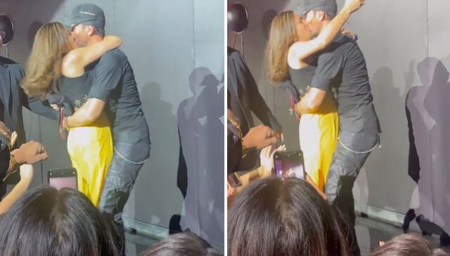 Konsere damga vuran an! Kadın hayranının dudaklarına yapıştı