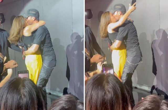 Konsere damga vuran an! Kadın hayranının dudaklarına yapıştı