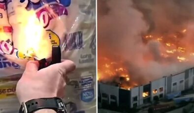 Maaşına kızdı, dev depoyu yaktı: O anları sosyal medyada paylaştı