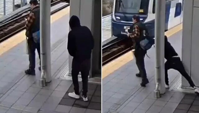Metro istasyonunda dehşet! Bir anda raylara doğru itti