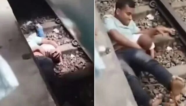 Mucize kurtuluş! Raylara düşen çocuğunu kucağına aldı, üzerinden vagonlar geçti