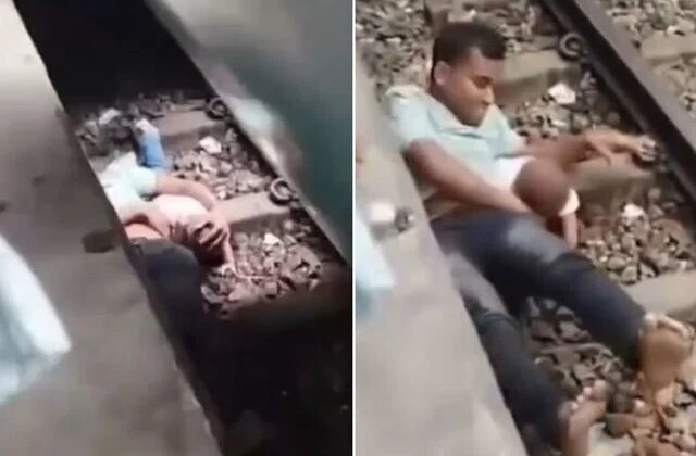Mucize kurtuluş! Raylara düşen çocuğunu kucağına aldı, üzerinden vagonlar geçti