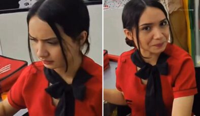 Müşterinin aldığını gören kasiyerin yüzü şekilde şekle girdi