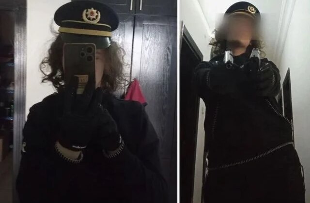 Okul saldırganının polis şapkası ve silahlarla fotoğrafları ortaya çıktı