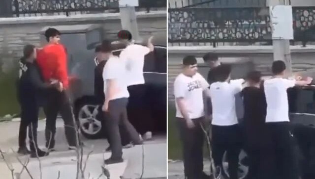 Okula bıçakla girmeye çalışırken polis tarafından böyle yakalandı