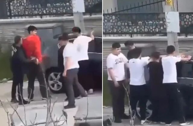 Okula bıçakla girmeye çalışırken polis tarafından böyle yakalandı