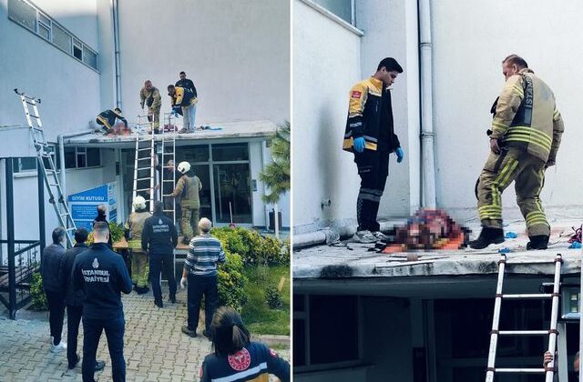 Önce silah sesleri duyuldu sonra kadın kendini 6’ncı kattan attı