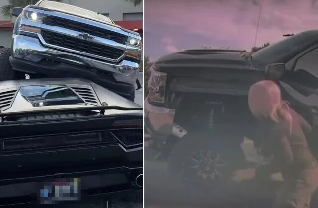 Otoparktaki lüks aracı fark etmeyip üzerine çıktı! Sürücünün sözleri dikkat çekti