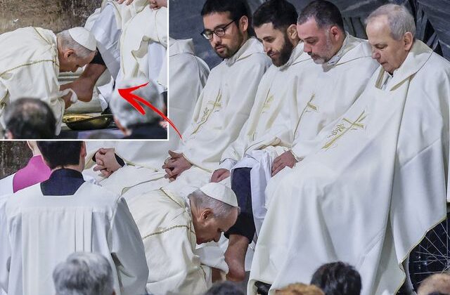 Papa Leo, 12 rahibin ayaklarını yıkadı, kuruladı ve öptü
