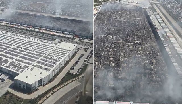 Patronuyla maaş tartışması yaşayan işçi, 1,2 milyon metrekarelik depoyu küle çevirdi