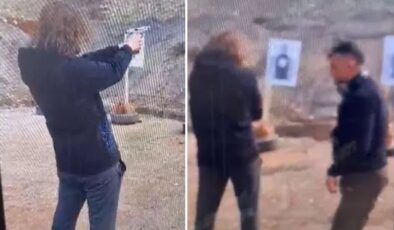 Polis babanın, 9 kişiyi katleden oğluna atış talimi yaptırdığı anlar