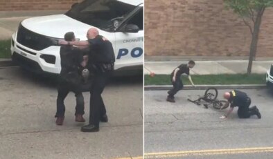 Polisle boğuşup bisikletini alarak olay yerinden kaçtı