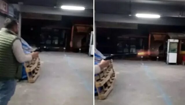 Pompalı tüfekle iş yerini basıp kurşun yağdırdı! Dehşet anları kamerada