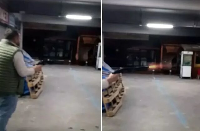 Pompalı tüfekle iş yerini basıp kurşun yağdırdı! Dehşet anları kamerada
