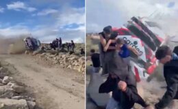 Rallide korkunç kaza! Araç seyircilerin arasına daldı