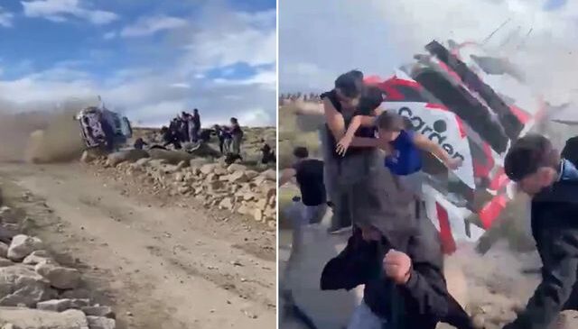 Rallide korkunç kaza! Araç seyircilerin arasına daldı