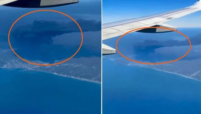 Rus petrol rafinerisi yangını yolcu uçağından görüntülendi