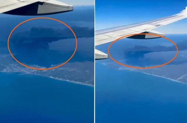 Rus petrol rafinerisi yangını yolcu uçağından görüntülendi