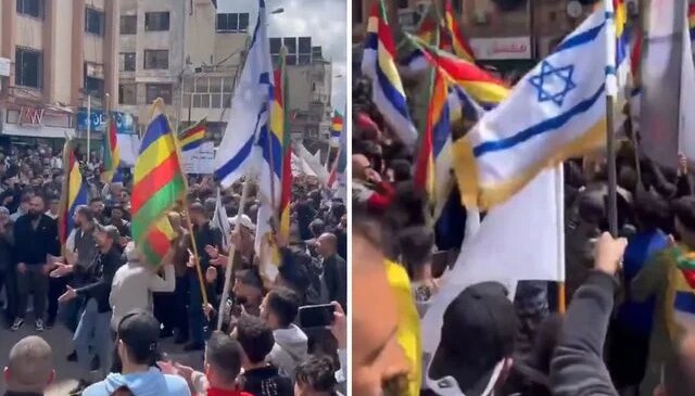 Suriye’nin güneyinde bir grup Dürzi, ülkeden ayrılma talebiyle İsrail bayraklı gösteri düzenledi