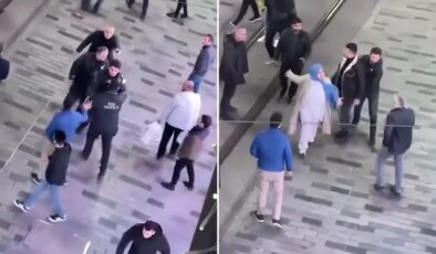 Taksim’de feci kavga! Teyze de dahil olunca ortalık iyice karıştı