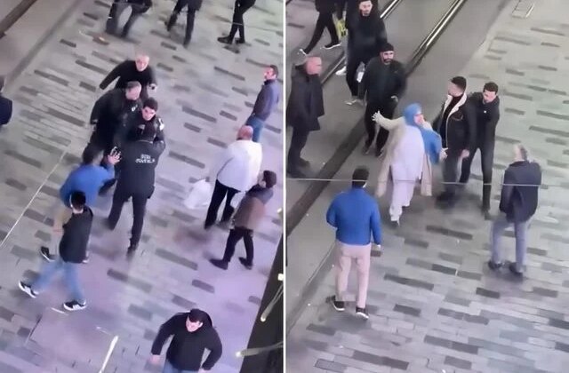 Taksim’de feci kavga! Teyze de dahil olunca ortalık iyice karıştı