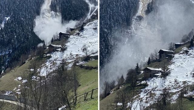 Trabzon’daki çığ anı cep telefonu kamerasına yansıdı