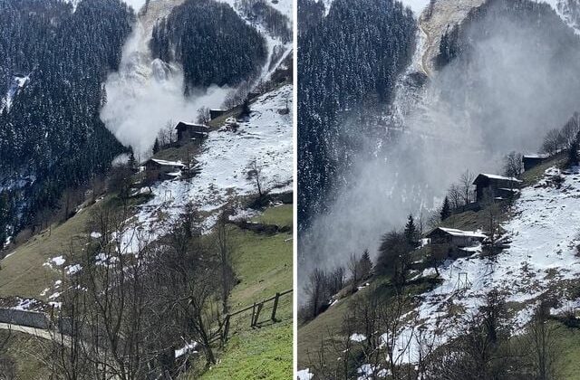 Trabzon’daki çığ anı cep telefonu kamerasına yansıdı