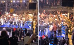 Trabzon’daki boks maçında büyük kavga! Ringe onlarca kişi girdi, yumruklar havda uçuştu