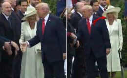 Trump seremoni sırasında Kraliçe Camilla’nın önüne geçti