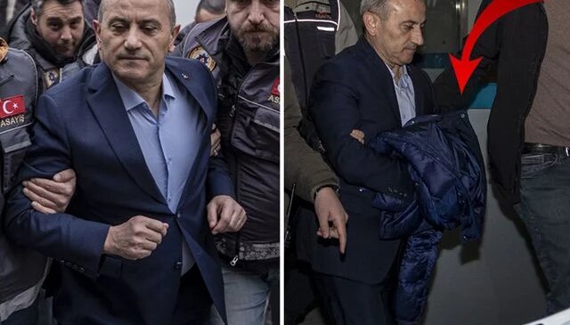 Tuncay Sonel, cezaevine götürülürken ellerini montuyla kapattı