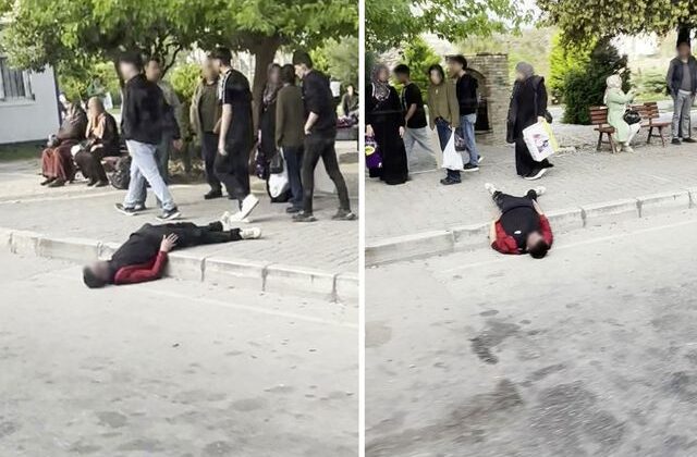 Uyuşturucu bağımlısı durak yanında uyuyakaldı