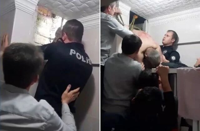 Uzaklaştırma kararını delmek isterken havalandırma boşluğunda sıkıştı
