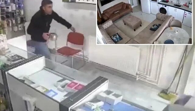 5.2’lik deprem anı kamerada! Bir kişi panikle balkondan atladı