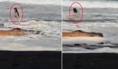 Video çeken fenomen akıntıya kapılarak gözden kayboldu