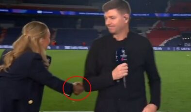 Yıldız futbolcunun kadın muhabirle tokalaşması olay oldu