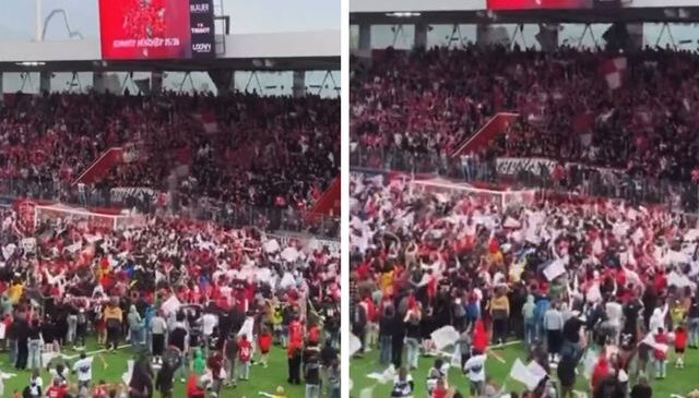 128 sene sonra ilk kez şampiyon olunca taraftarlar sahayı bastı