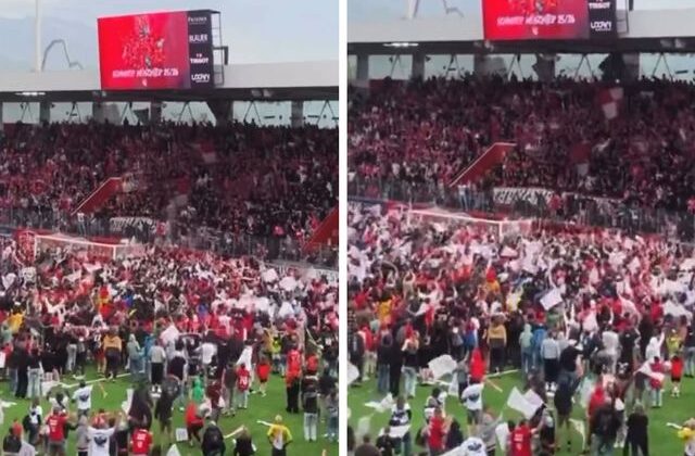 128 sene sonra ilk kez şampiyon olunca taraftarlar sahayı bastı