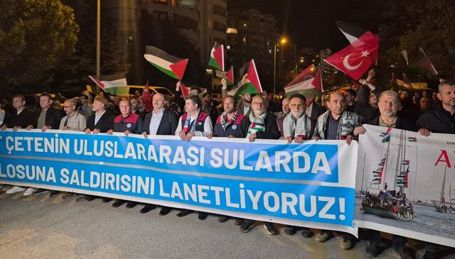 Yer: Ankara! ABD’nin Sumud Filosu’na müdahalesi böyle protesto edildi