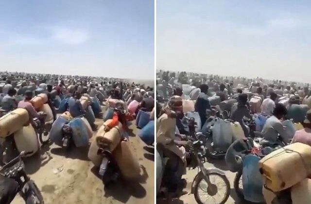 Akaryakıt krizine giren Pakistan’da İran sınırında bidonlu izdiham