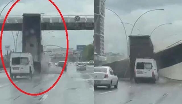 Ankara’da korku dolu anlar! Kamyon üst geçidi araçların üzerine yıktı