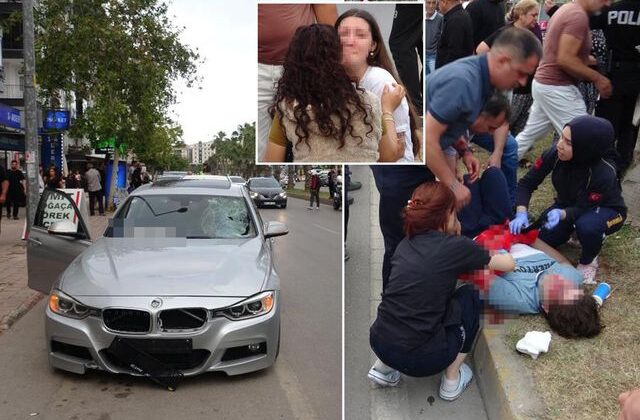 Lüks otomobilin çarptığı genç kız yaralandı, ailesi olay yerinde sinir krizi geçirdi