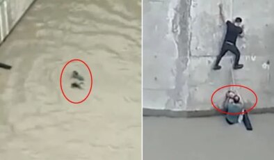 Dereye düşen 11 yaşındaki Eslem’in kurtarılma anı kamerada